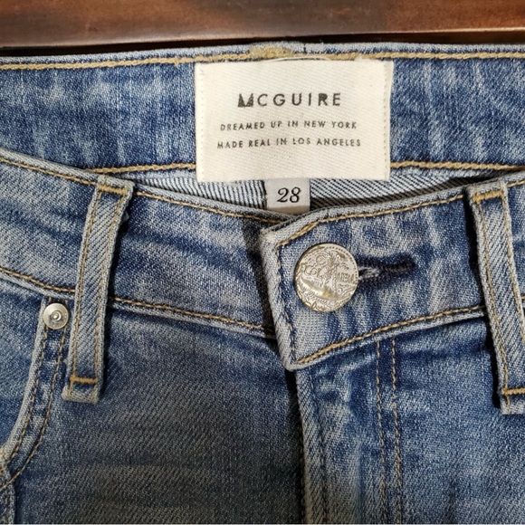 McGuire - Valletta High Rise, Raw Hem, Center Seam, Light Wash Jean Size 28 - Picture 3 of 5